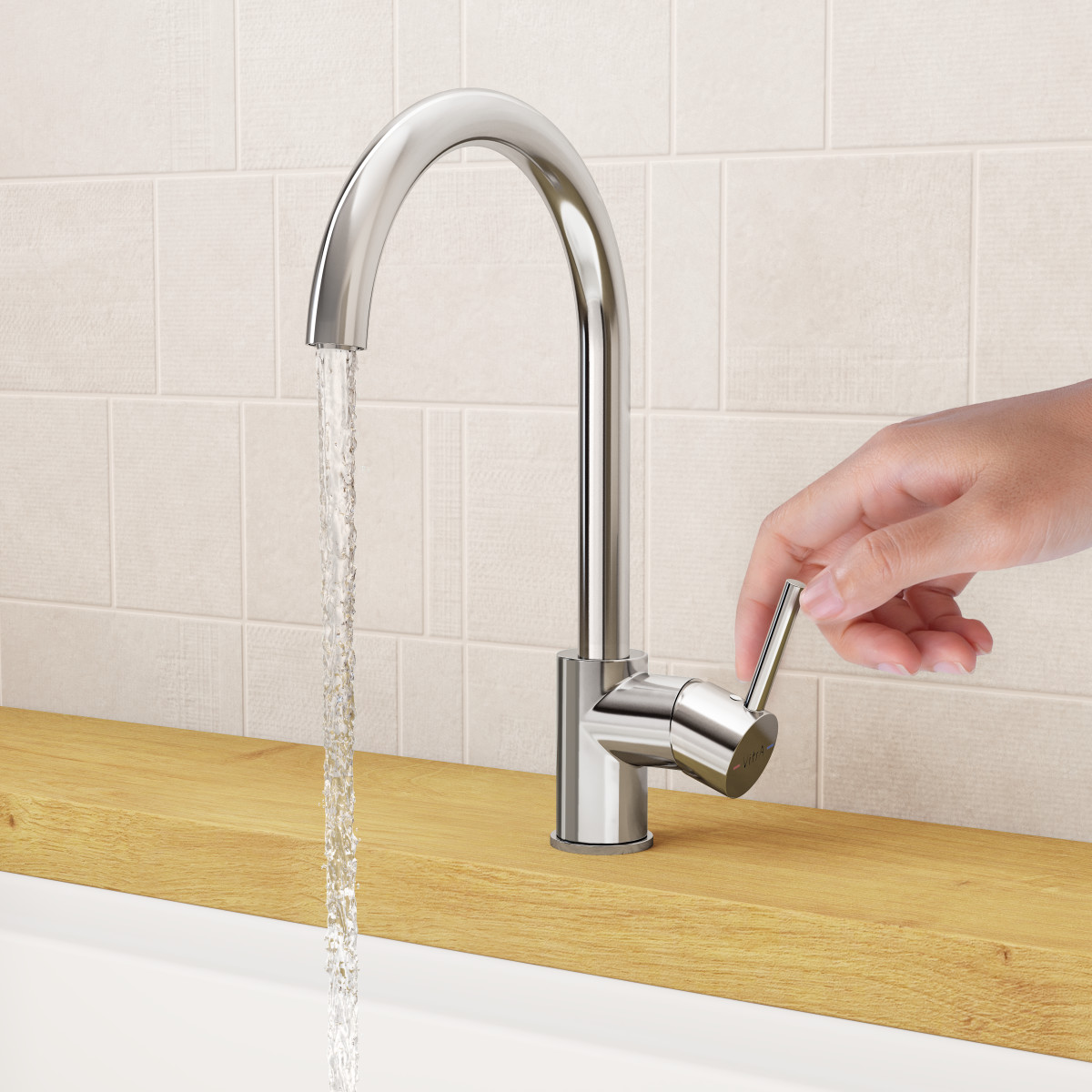 Смеситель для кухни VitrA Minimax S A42091EXP с поворотным изливом однорычажный хром латунь