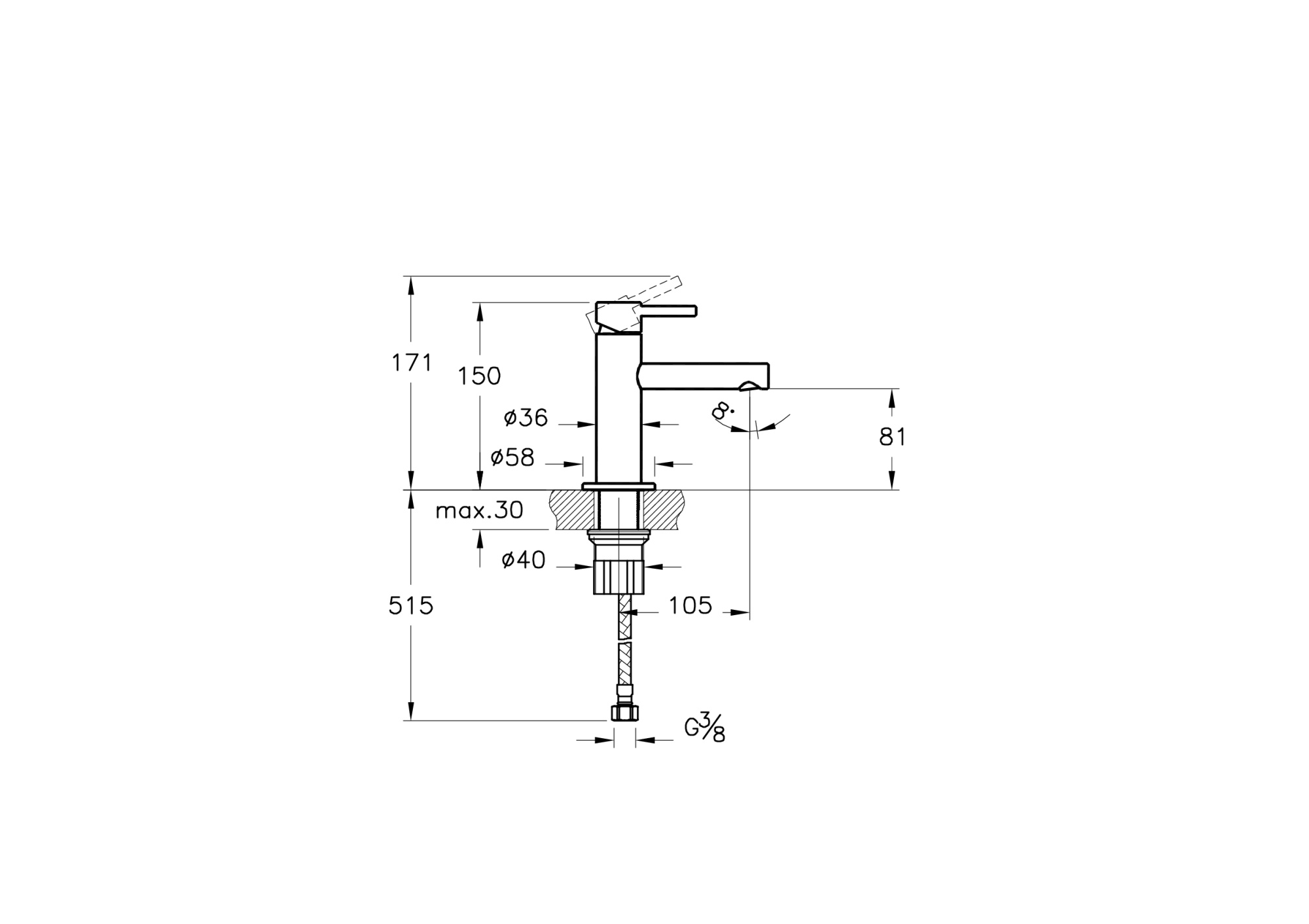 Смеситель Origin для раковины, цвет медный