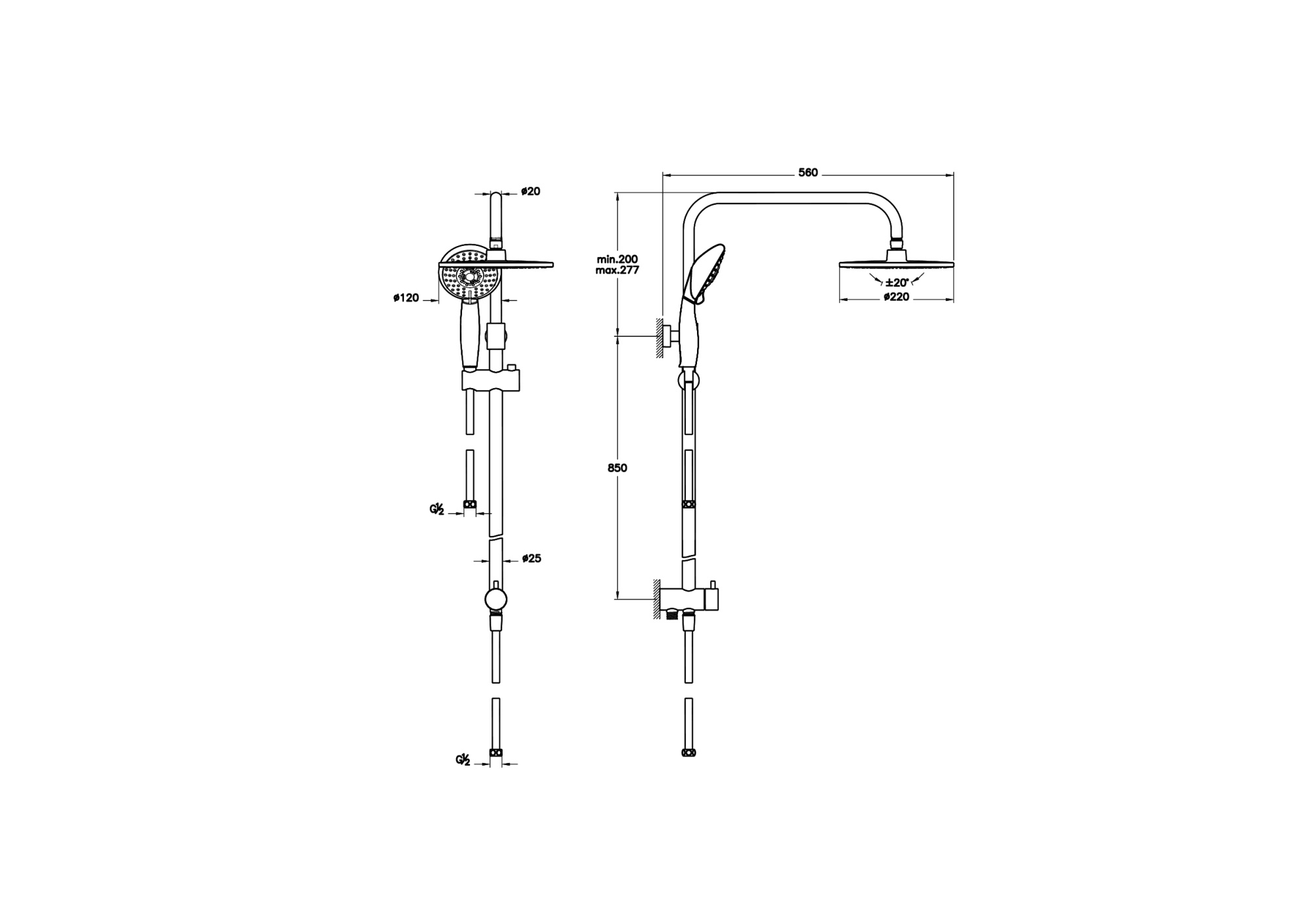 System Rain LS25 Душевая колонна, хром