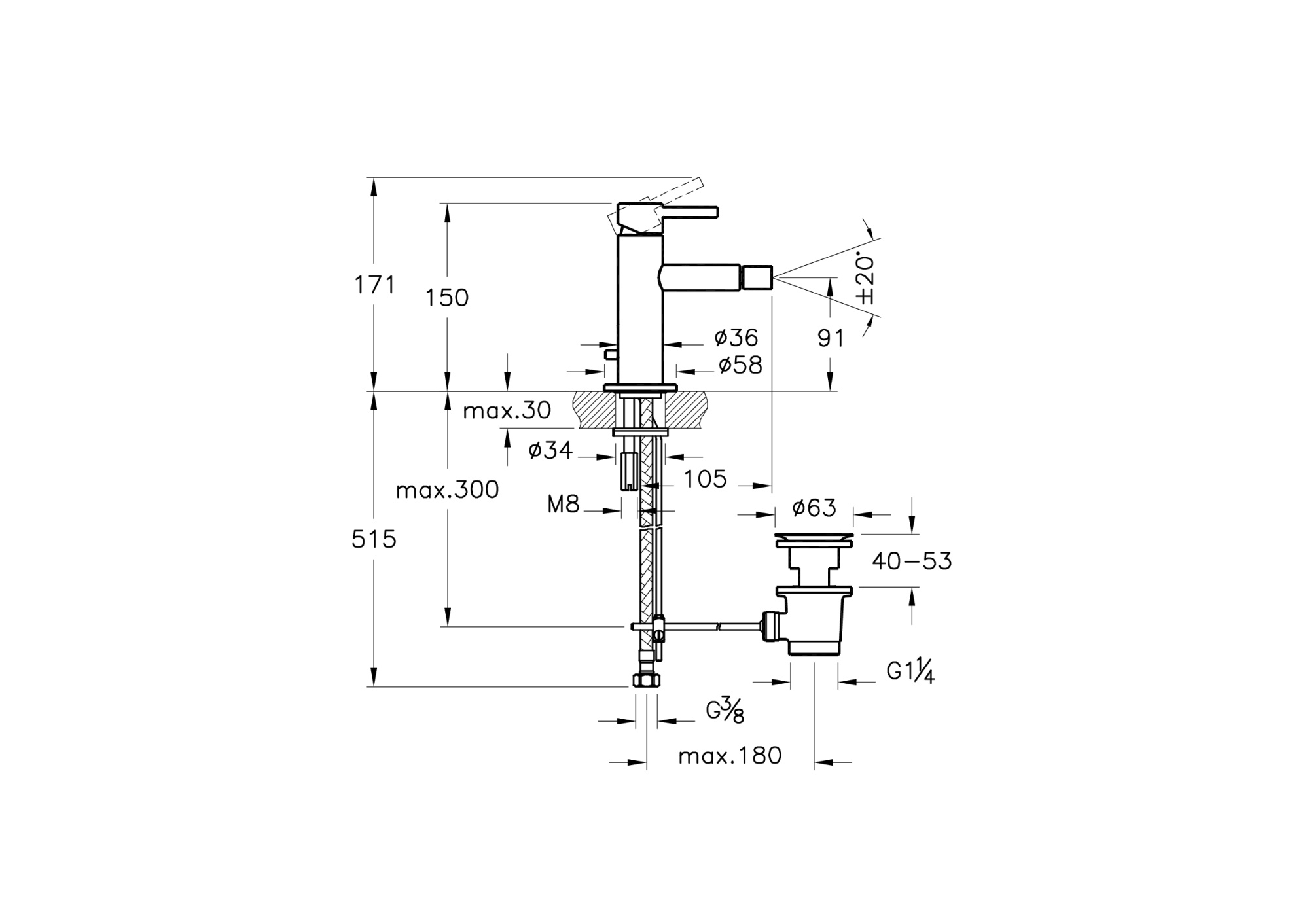 Смеситель для биде VitrA Origin A42559 однорычажный хром латунь